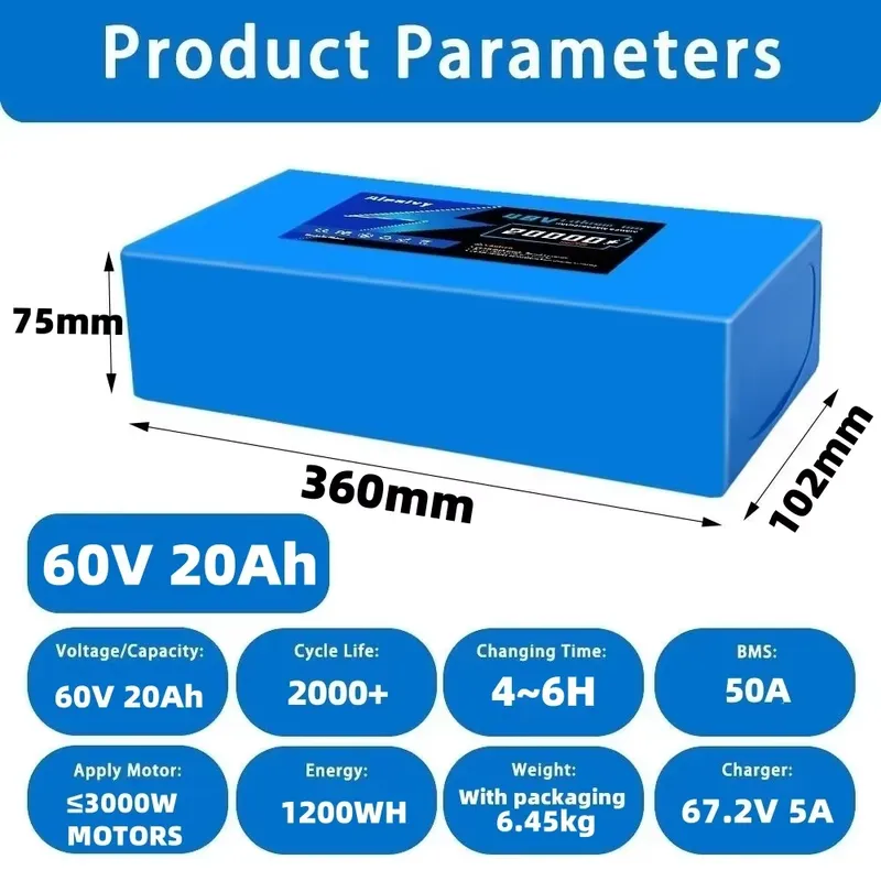   Paquete de baterías de litio - 60V 30Ah 21700 Battery Pack reseña y precio